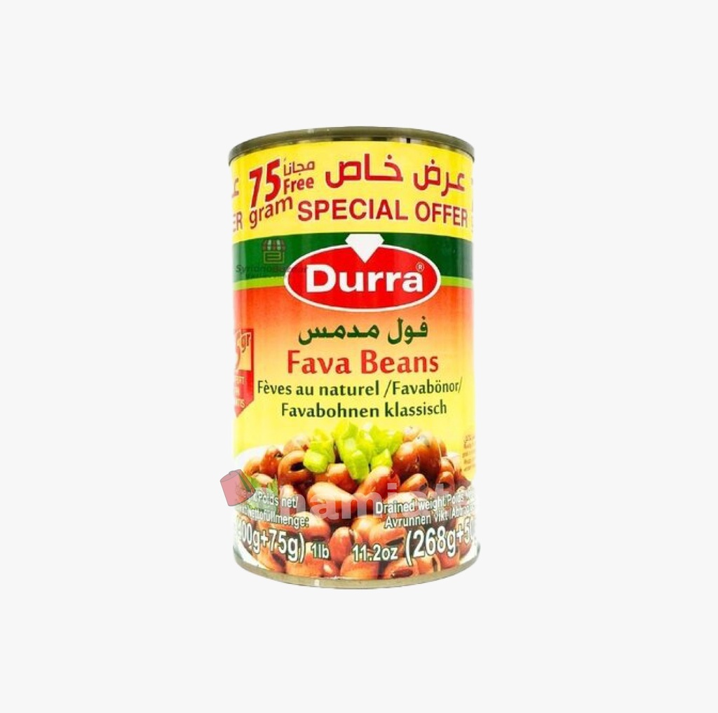 Fèves en Conserve (Foul) (Durra, Nature, 400 gm, 24 Pièces)