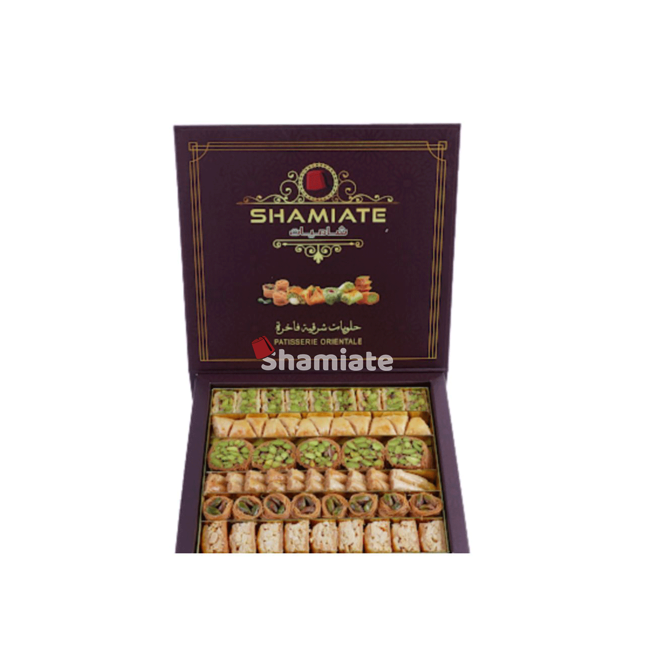 [5003 Oriental Pastry (Shamiate, Mixed Baklawa Extra, 400 gm, 12 Pieces) Pâtisserie Orientale (Shamiate, Baklawa Mixte Extra, 400 gm, 12 Pièces) Patisserie Orientale (Shamiate, Baklawa Mixte Extra, 400 gm, 12 Pieces) حلويات سوري فاخرة (شاميات, بقلاوة مشكلة اكسترا, 400 غرام, 12 وحدة) ] Pâtisserie Orientale (Shamiate, Baklawa Mixte Extra, 400 gm, 12 Pièces)